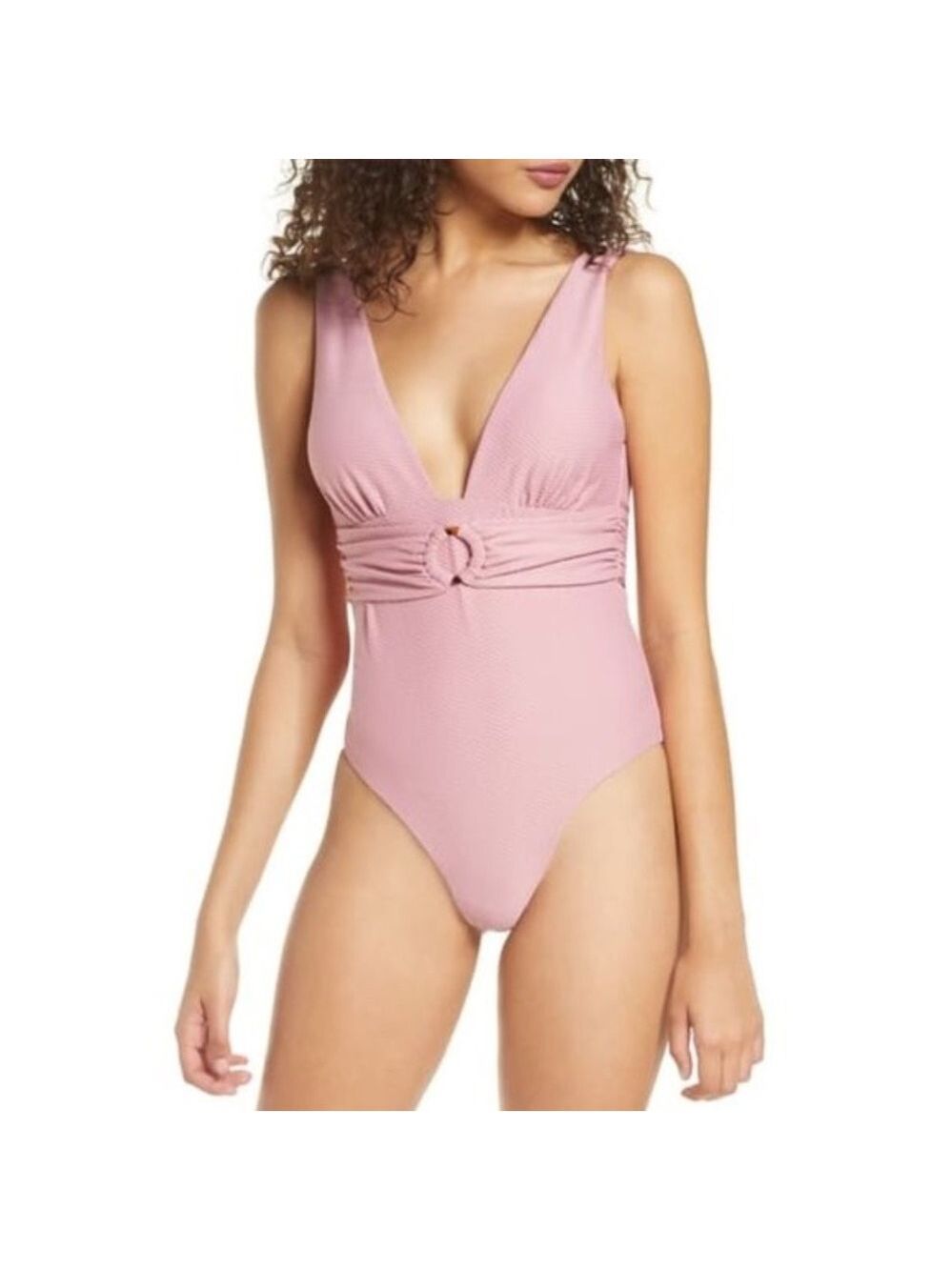 Chelsea28 Belted Textured One-Piece Swimsuit